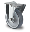 Točak Ø200 mm,  fiksni, ploča, polipropilen (siv), termoplastična guma (siva), kuglični ležaj 6204, nosivost 200 kg