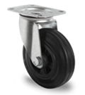 Točak Ø100 mm,  okretni, ploča, polipropilen (crn), guma (crna), valjkasti ležaj, nosivost 75 kg