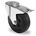 Točak Ø160 mm,  okretni sa kočnicom, rupa za zavrtanj, polipropilen (crn), guma (crna), valjkasti ležaj, nosivost 135 kg