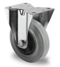 Točak Ø80 mm,  fiksni, ploča, polipropilen (crn), guma (siva), valjkasti ležaj, nosivost 70 kg