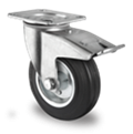 Točak Ø200 mm,  okretni sa kočnicom, ploča, čelik (cink), guma (crna), valjkasti ležaj, nosivost 205 kg