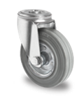 Točak Ø160 mm,  okretni, rupa za zavrtanj , čelik (cink), guma (siva), valjkasti ležaj, nosivost 135 kg