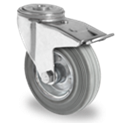 Točak Ø200 mm,  okretni sa kočnicom, rupa za zavrtanj, čelik (cink), guma (siva), valjkasti ležaj, nosivost 205 kg