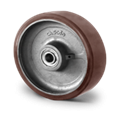 Točak Ø125 mm, Liveno gvoždje (srebrna), poliuretan (smeđa), kuglični ležaj, nosivost 700 kg