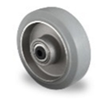 Točak Ø100 mm, Aluminijum (srebrna), elastična guma (siva), kuglični ležaj, nosivost 200 kg