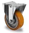 Točak Ø100 mm,  fiksni, ploča, Aluminijum (srebrna), poliuretan (smeđa), kuglični ležaj, nosivost 250 kg